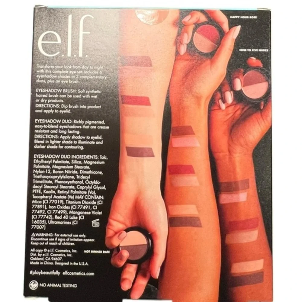e.l.f. elf 3 Eyeshadow Desk to Dinner and Brush Set - 4pc Makeup Set Gift Travel